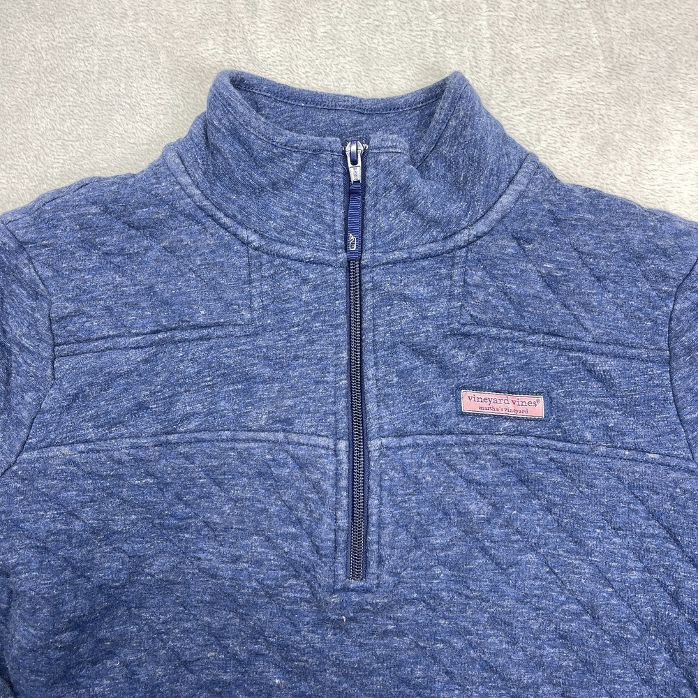 Vineyard Vines Sweatshirt Womens M Blue Long Sleeve Quarter Zip Slit Pullover - Picture 6 of 7